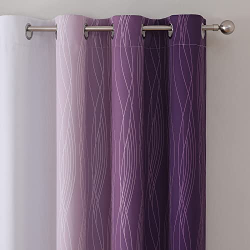 Estelar Textiler Purple and Greyish White Ombre Blackout Curtains 84 Inches Long, Full Room Darkening Grommet Curtains for Bedroom, Thermal Insulated Blackout Drapes for Living Room, 52Wx84L, 2 Panels - Image 4