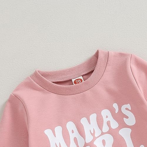 YINGISFITM Toddler Baby Girl Clothes Long Sleeve Letter Print Crewneck Sweatshirt Sweatpants Fall Winter Sweatsuit Set Outfit (Mama's Girl Pink, 2-3 Years) - Image 3