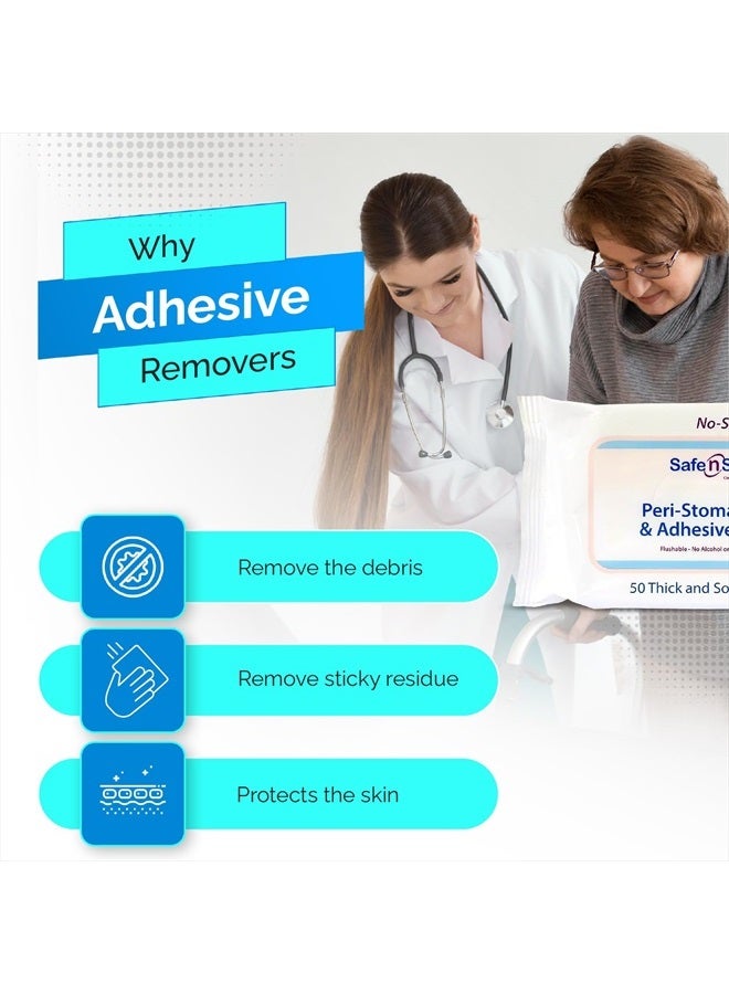 Safe n Simple Adhesive Remover Wipes - 50 Large No-Sting Skin Prep Wipes Medical Skin Adhesive Remover - Adhesive Removing Wipes for Skin - Non-Alcohol - Image 5
