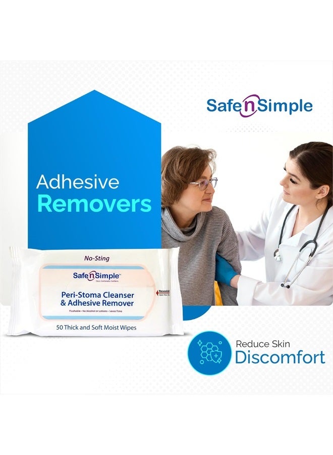 Safe n Simple Adhesive Remover Wipes - 50 Large No-Sting Skin Prep Wipes Medical Skin Adhesive Remover - Adhesive Removing Wipes for Skin - Non-Alcohol - Image 3