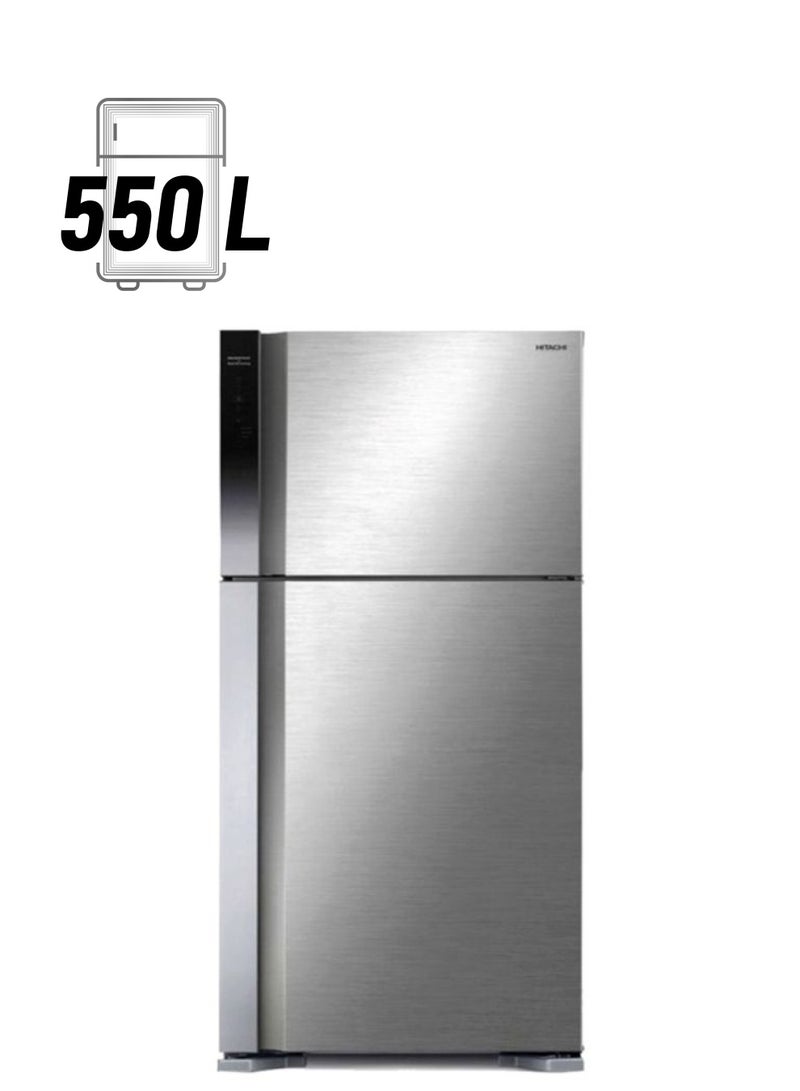 هيتاشي ثلاجة مزودة بعاكس مقاس 19.4 قدماً مكعبة 550 L R-V700PS7K BSL فضي - Image 1