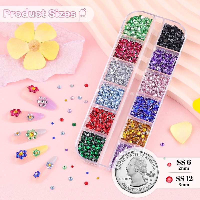 BELLEBOOST 10000Pcs Small Resin Rhinestones for Nail Art, Colorful 2/3MM Flatback Bedazzling Gems, Nail Rhinestones and Gems Crystals Charms for Acrylic Tips Manicure Decor - Image 3