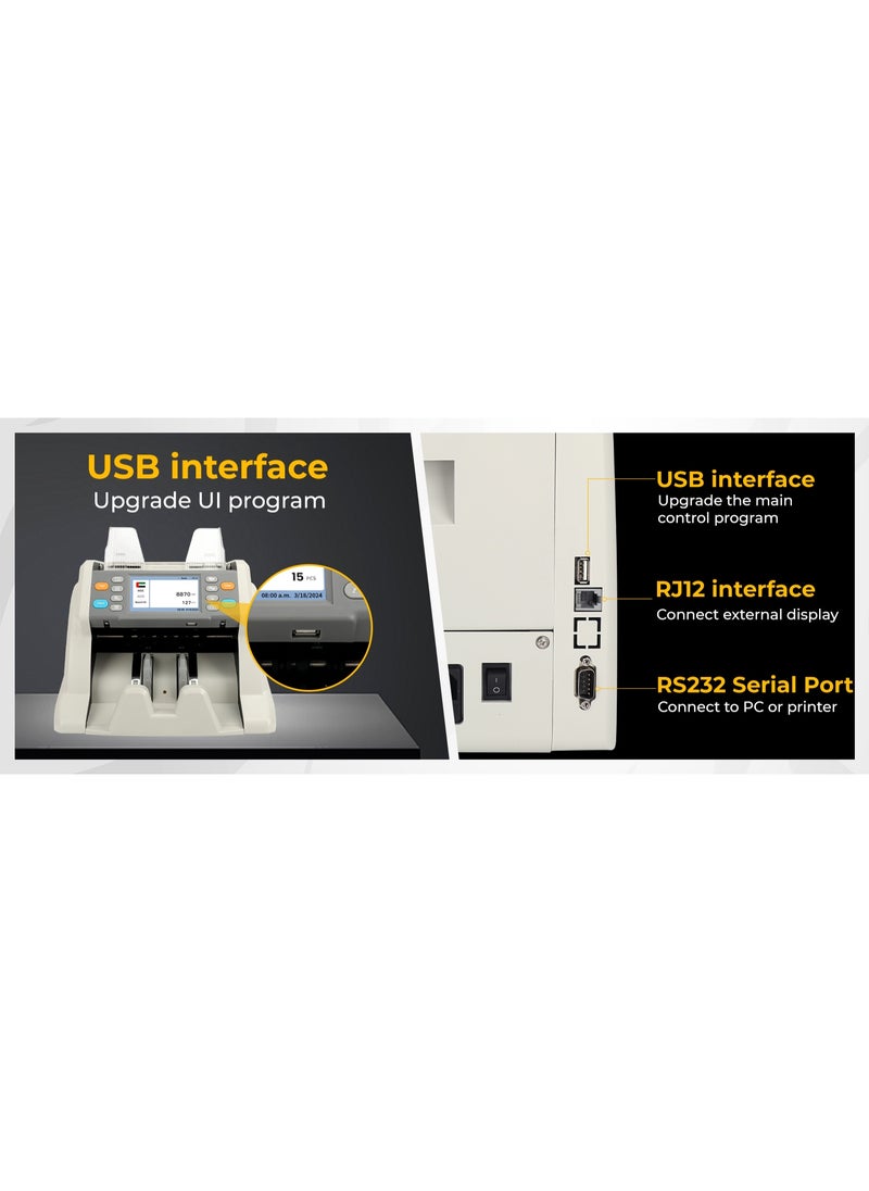 RIBAO MC-40 Money Counter Machine, Multi Currency, Mixed denomination Money Counting Machine, CIS/UV/MG/MT/IR Detection, Cash Counting Machine