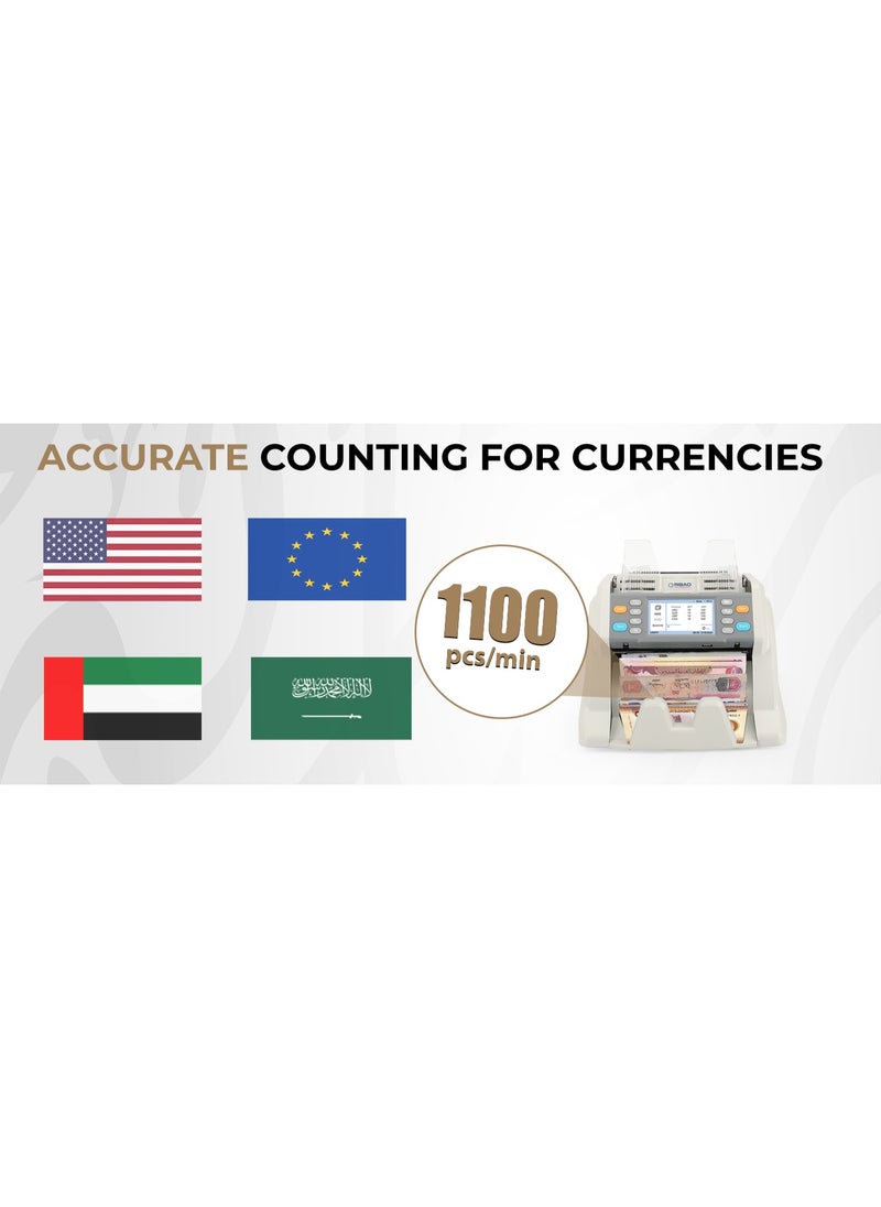 RIBAO MC-40 Money Counter Machine, Multi Currency, Mixed denomination Money Counting Machine, CIS/UV/MG/MT/IR Detection, Cash Counting Machine