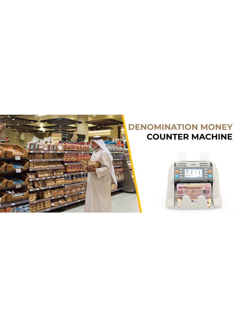 RIBAO MC-40 Money Counter Machine, Multi Currency, Mixed denomination Money Counting Machine, CIS/UV/MG/MT/IR Detection, Cash Counting Machine