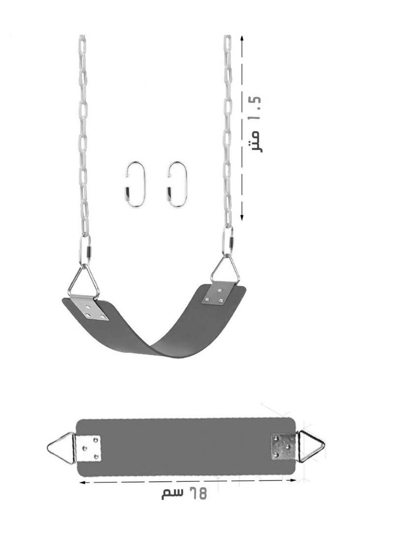 Hanging children's swing with a flexible seat and sturdy metal chains. - Image 2