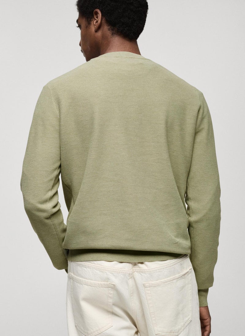 Mango Man Microstructured Cotton Knitted Sweater  - Image 2