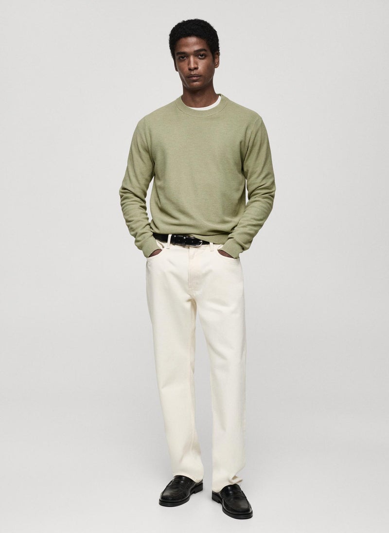 Mango Man Microstructured Cotton Knitted Sweater  - Image 5