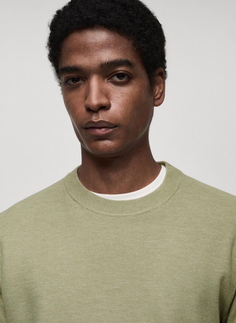 Mango Man Microstructured Cotton Knitted Sweater  - Image 4