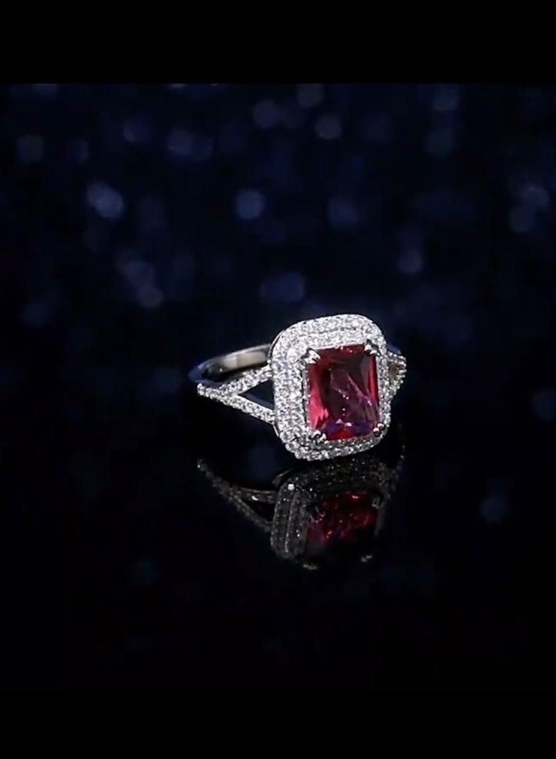 نيو ستايل خاتم نسائي مطلي باللون الفضي ومرصع بالزركون مقاس 7 - Image 5