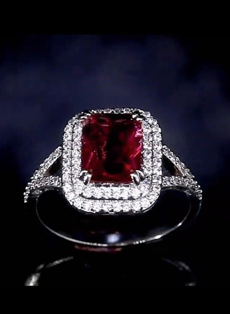 نيو ستايل خاتم نسائي مطلي باللون الفضي ومرصع بالزركون مقاس 7 - Image 4