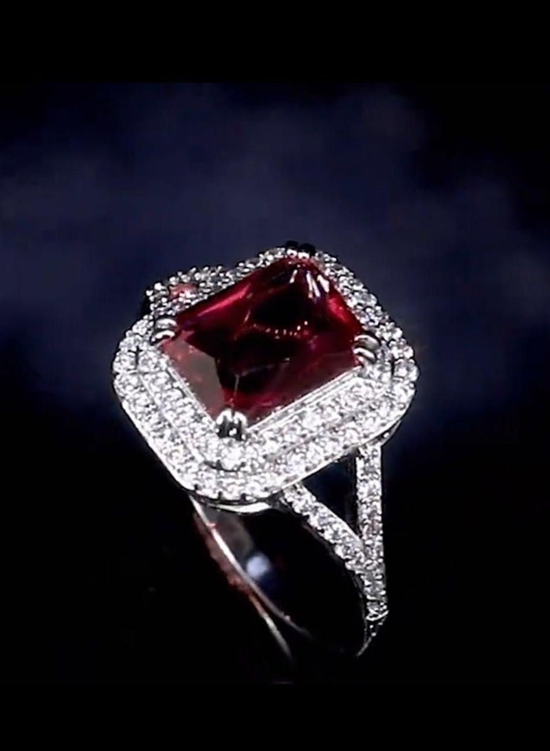 نيو ستايل خاتم نسائي مطلي باللون الفضي ومرصع بالزركون مقاس 7 - Image 3