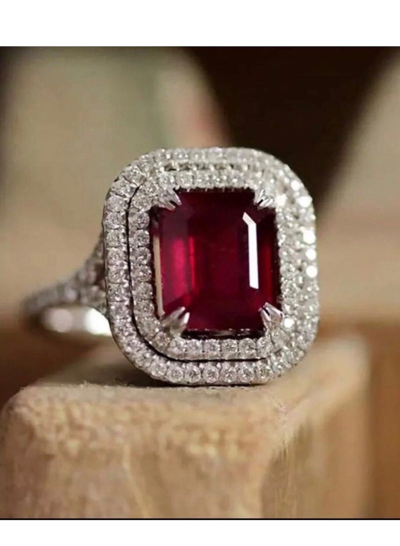 نيو ستايل خاتم نسائي مطلي باللون الفضي ومرصع بالزركون مقاس 7 - Image 1