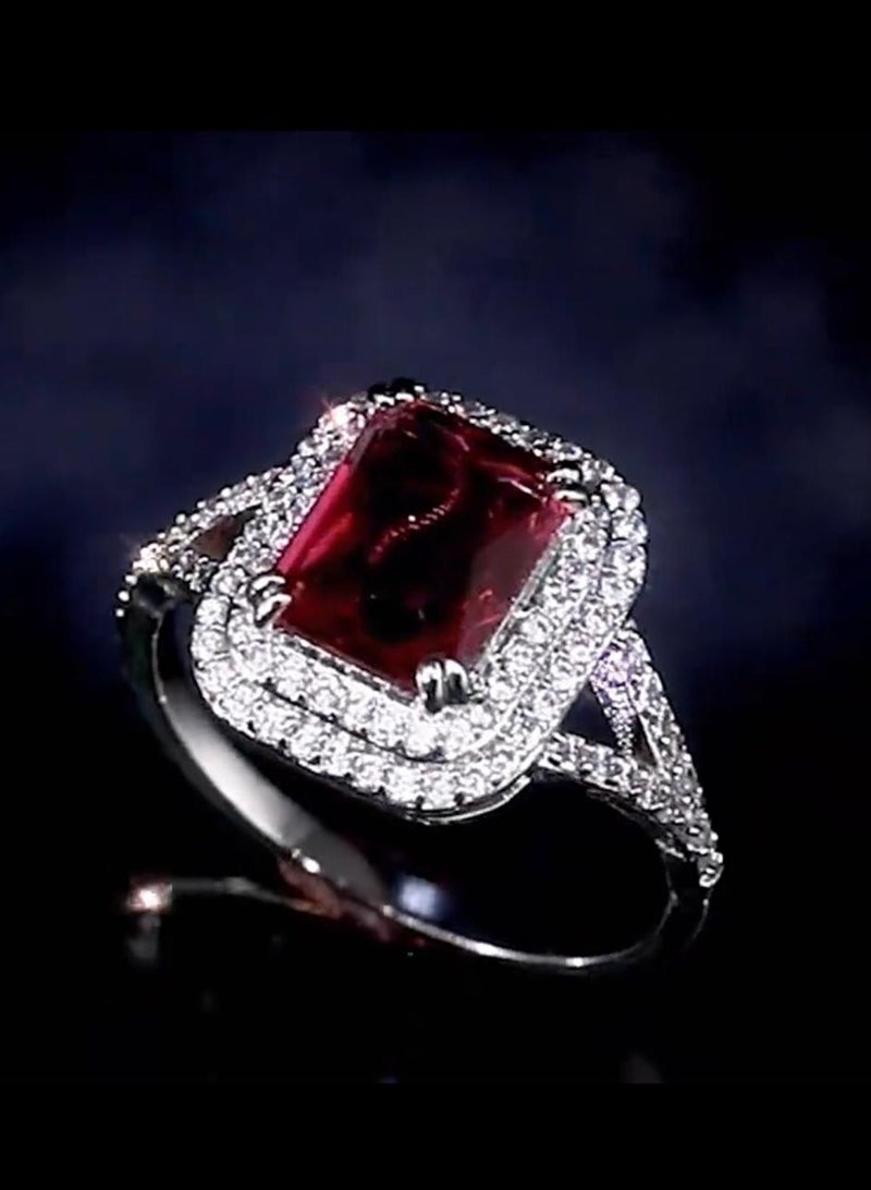 نيو ستايل خاتم نسائي مطلي باللون الفضي ومرصع بالزركون مقاس 7 - Image 2