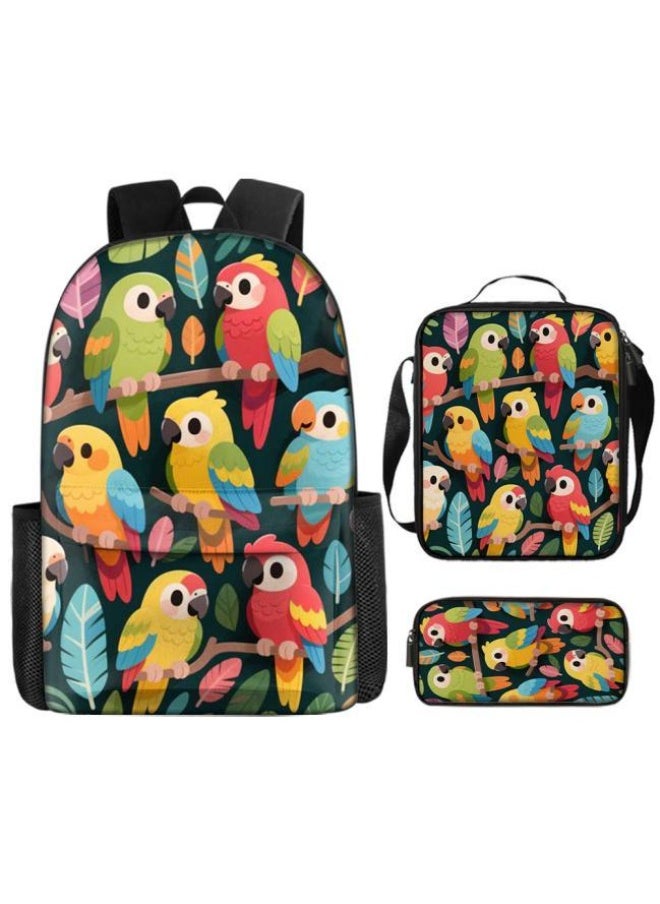 Cute cartoon print three-piece set! Backpack + handbag + pen bag combination | Multi-scene for student and children's outing - 103