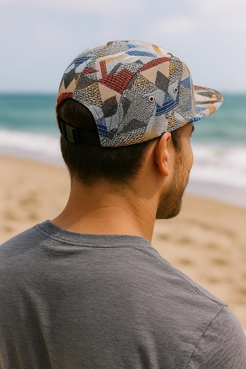 Hatphile قبعة جي بي أكسيسوريز بنمط خطوط متعددة الألوان 5 بانل كبيرة جيو حمراء متعددة الألوان - Image 5