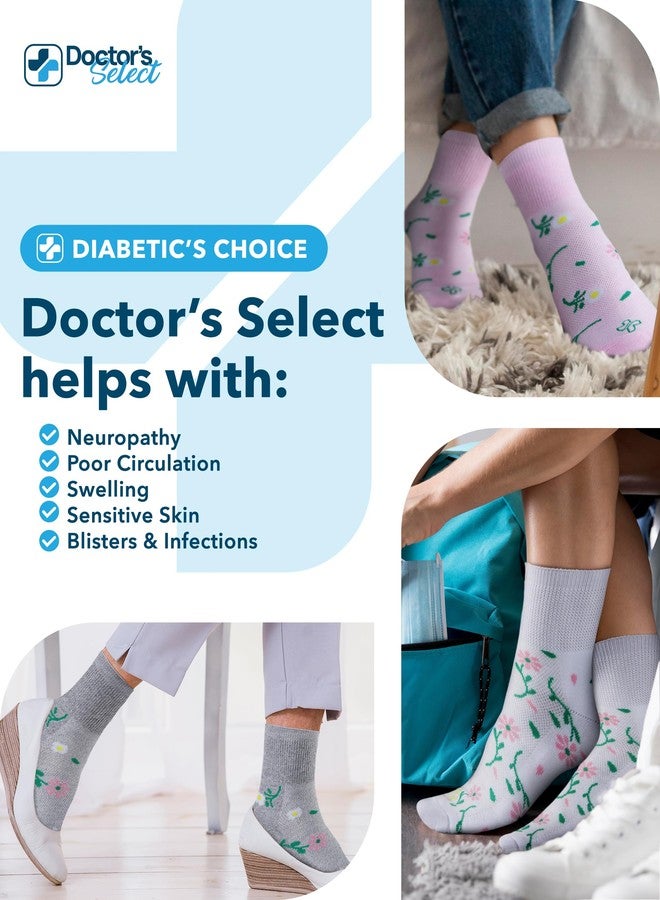 Doctor's Select Bamboo Viscose Diabetic Socks for Women & Men - 6 Pairs, Non Binding, Loose Top, Smooth Toe Seams, Moisture-Wicking, Flowers, Womens Diabetic Socks - Image 4