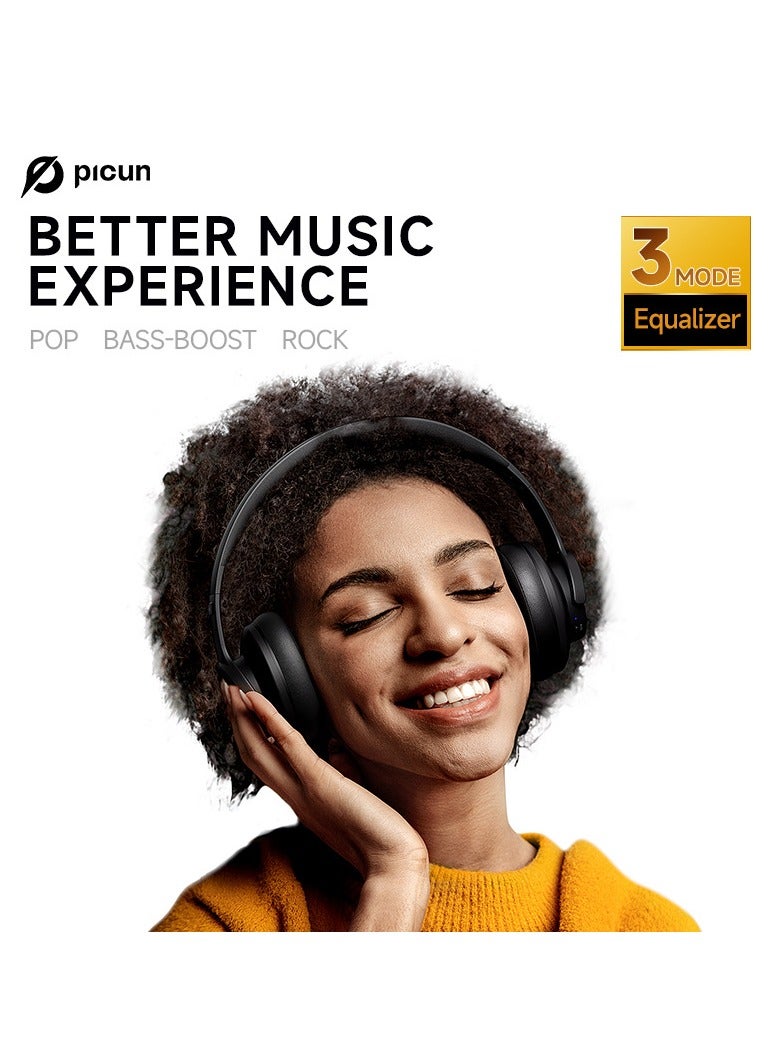 بيكن سماعه قيمنق لاسلكية B8، سماعات رأس للألعاب تغطي الأذن مع بلوتوث V5.3، صوت ستيريو عالي الدقة، صوت جهير عميق، بدون تأخير، خفيفة الوزن، وحدة تشغيل عالية الدقة 40 مم، 46 ساعة تشغيل/مكالمات، خاصية إلغاء الضوضاء، أسود - Image 5