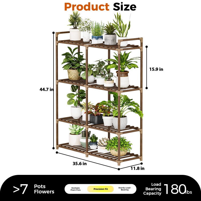 Bamworld Plant Stand with Grow Lights for Indoor Plants Wood Plant Shelf 4 Tier Large Flower Stand for Mutiple Plant Holder Rack for Patio Living Room Balcony - Image 3