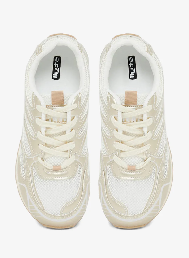 Styli Active Women Textured Metallic Panel Sneakers
