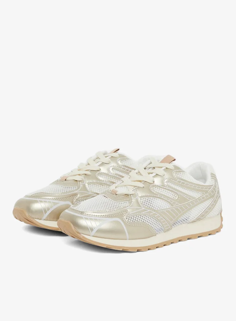 Styli Active  Women Textured Metallic Panel Sneakers for Women | Best Price UAE