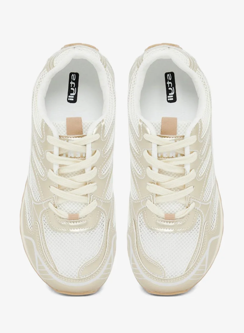 Styli Active  Women Textured Metallic Panel Sneakers for Women | Best Price UAE