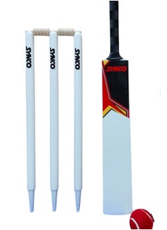 synco SYNCO Kids Cricket Set – Size 5 | Moulded wooden Bat with Rubber Grip, Soft Ball & Wicket Stumps | All-Weather Play Set for Children Ages 4-11 for noon  - Image 3