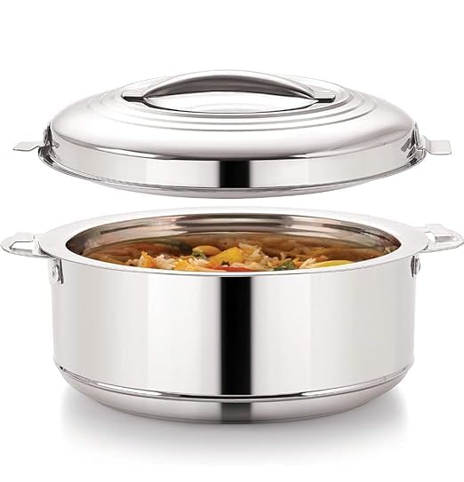 Serve Stainless Steel Double Wall Insulated Hot RotiChapati PotServerCasserole with Glass Lid 4l 1pc Silver - Image 4