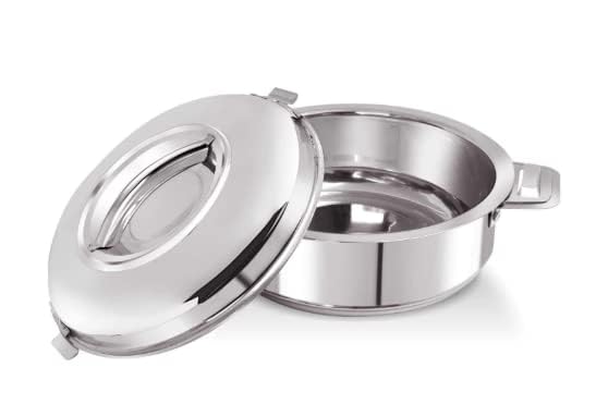 Serve Stainless Steel Double Wall Insulated Hot RotiChapati PotServerCasserole with Glass Lid 4l 1pc Silver - Image 1