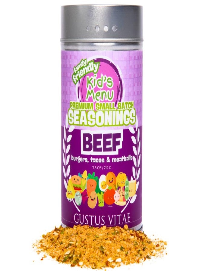 GUSTUS VITAE Kid’s Menu: Beef - Burgers, Tacos & Meatballs Seasoning | Hand Made Seasoning | All Natural Spice Blend | No MSG | Lower Sodium | Non GMO | Fun, Savory, Mild Flavor Spice Mix | Picky Eater Approved | Great for Ages 3–11 | Quick & Easy | Family Friendly | Not Spicy | Small Batch | Made in USA | Gustus Vitae - Image 1