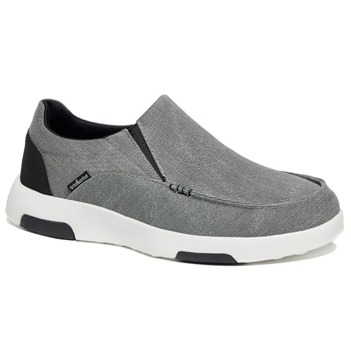 OrthoComfoot Men's Orthopedic Canvas Slip-On, Plantar Fasciitis Flat Feet Heel Pain Relief Loafers, Cushioned Walking Shoes for Shop Black Grey Size EU 45 - Image 1