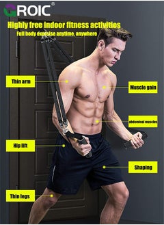 GROIC 8-In-1 Set Pedal Resistance Band ,Exercise Bands with Handles, Elastic Sit up Pull Rope for Waist,Arm,Leg Training, Multi Function Rope Equipment for Home Fitness  - Image 3