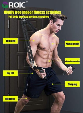 8-In-1 Set Pedal Resistance Band ,Exercise Bands with Handles, Elastic Sit up Pull Rope for Waist,Arm,Leg Training, Multi Function Rope Equipment for Home Fitness - view 3