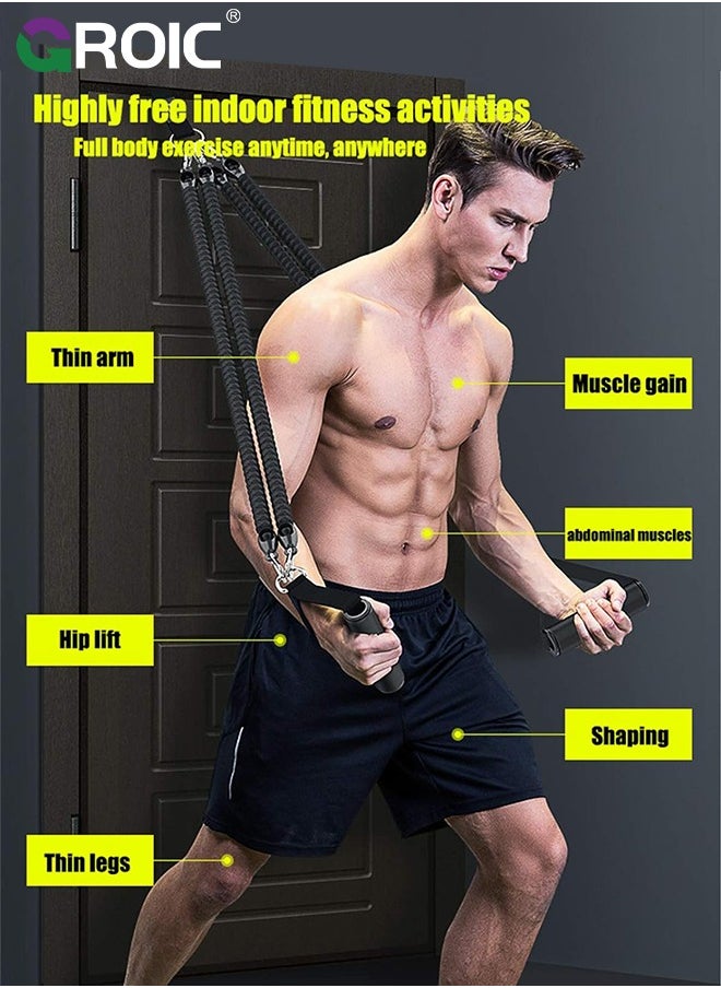 GROIC - 8-In-1 Set Pedal Resistance Band ,Exercise Bands with Handles, Elastic Sit up Pull Rope for Waist,Arm,Leg Training, Multi Function Rope Equipment for Home Fitness - Image 1
