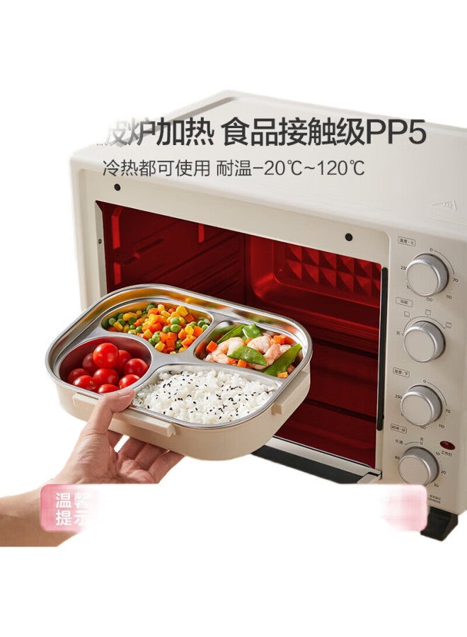 JD.com Jd Jingzao Lunch Box, 304 Stainless Steel Bento Box For Office Workers, Elementary School Students, Microwave Safe, 4 Compartments, 1.5L, With Chopsticks And Spoon - Image 3