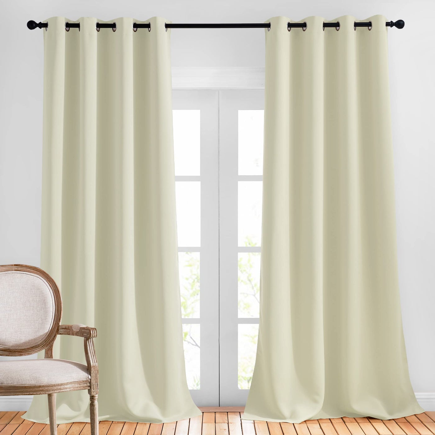NICETOWN Light Blocking Curtains and Drapes Extra Long 120 Grommet Room Darkening Thermal Insulated Solid Grommet Window Treatment for HallVilla Beige 2 Panels 52 W by 120 L
