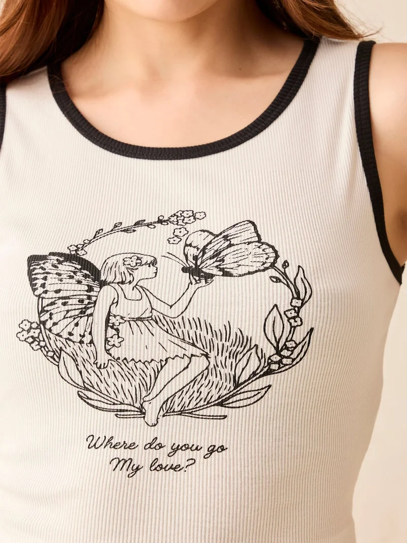 OUTZIDR White Crew Neck Graphic T-Shirt