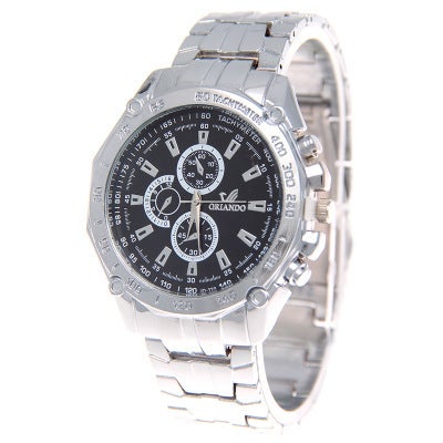 AliExpress Explosions Mens Fashion Casual Steel Band Watch Mens Gift Watch Alloy Watch Factory Spot Wholesale Black