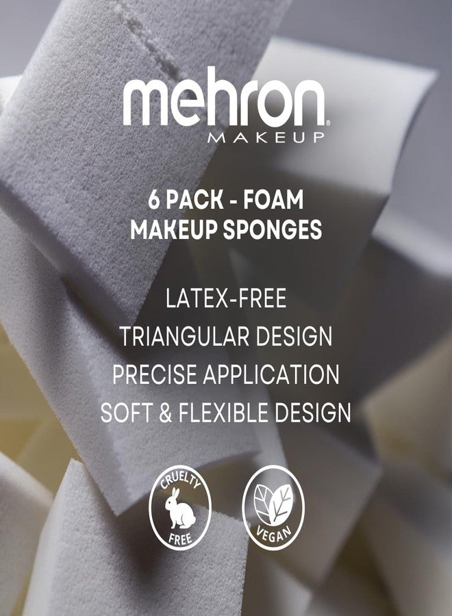 Mehron Makeup Non-Latex Triangular Foam Makeup Sponge Wedge| Professional Special Effects Applicator, Face & Body Paint, & Beauty Sponges (6 Pack) - Image 2