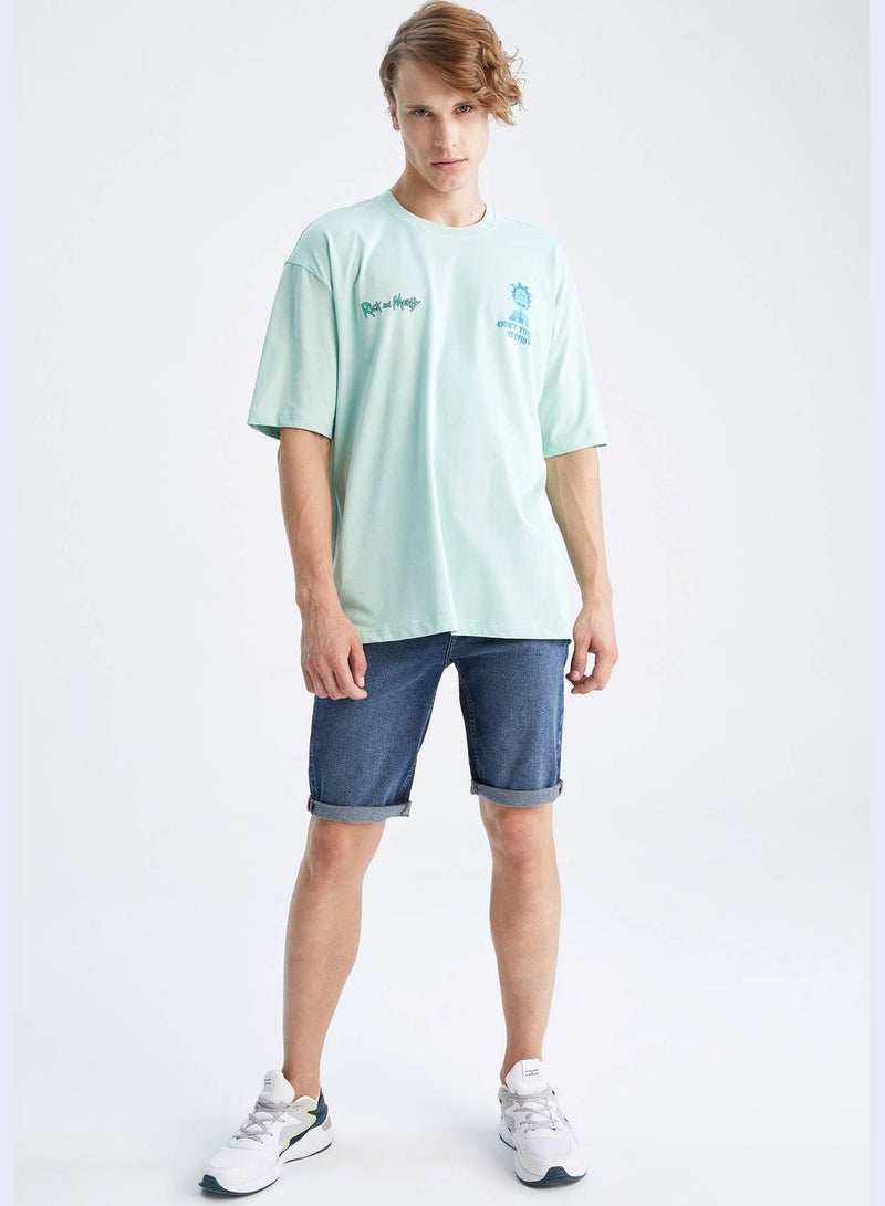 DeFacto Man Rick and Morty Licenced Oversize Fit Crew Neck Short Sleeve Knitted T-Shirt  - Image 2