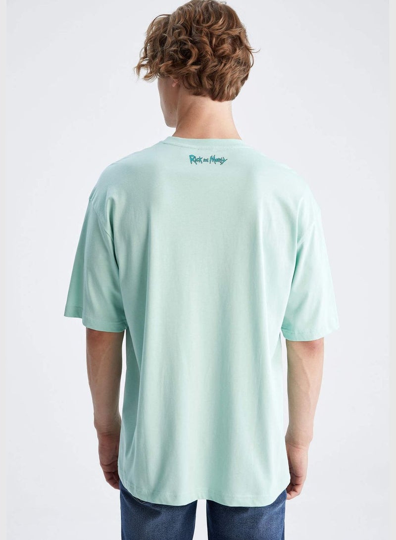 DeFacto Man Rick and Morty Licenced Oversize Fit Crew Neck Short Sleeve Knitted T-Shirt  - Image 4
