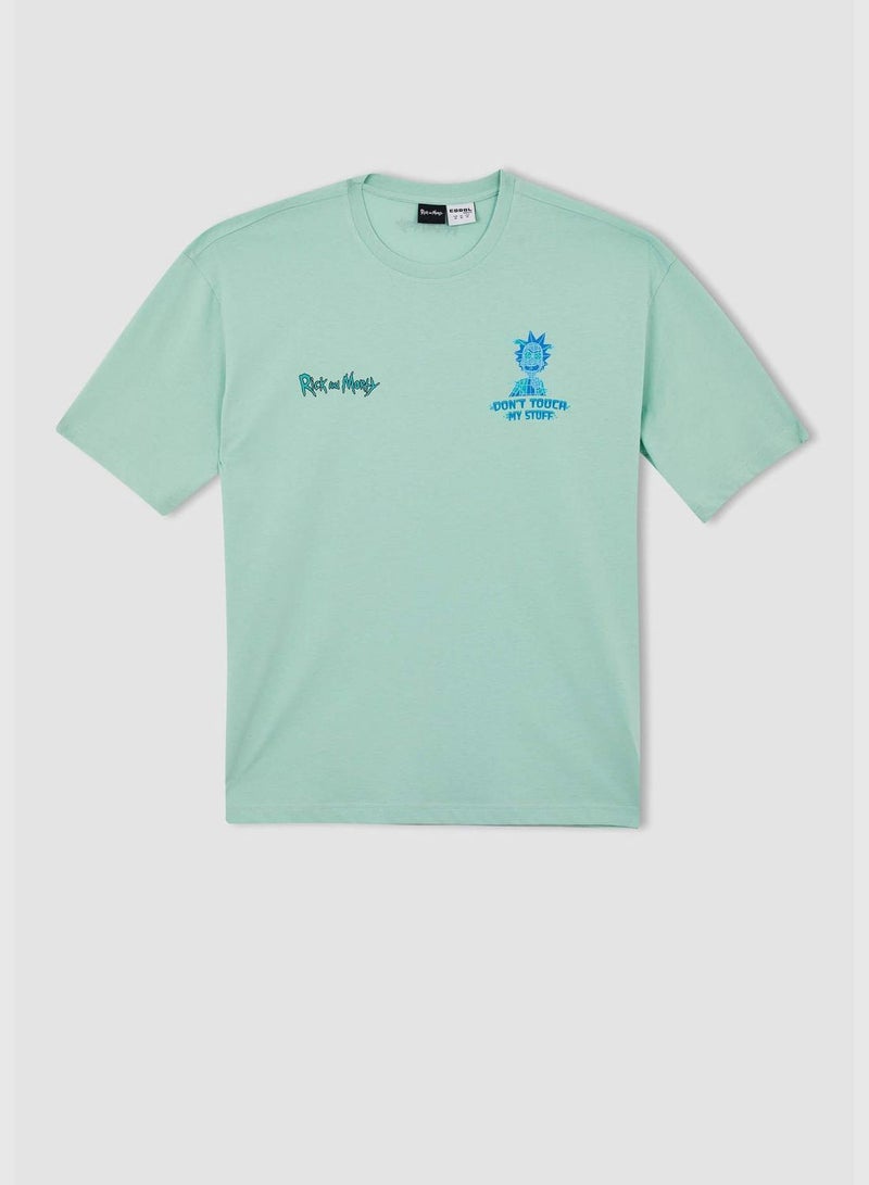 DeFacto Man Rick and Morty Licenced Oversize Fit Crew Neck Short Sleeve Knitted T-Shirt  - Image 5