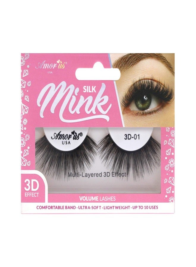 Amorus 3D Silk Mink Eyelash #1 (12 Pairs Multipack) Multi-layered 3D effect, Lightweight, Ultra-soft, Tapered-end - Image 1