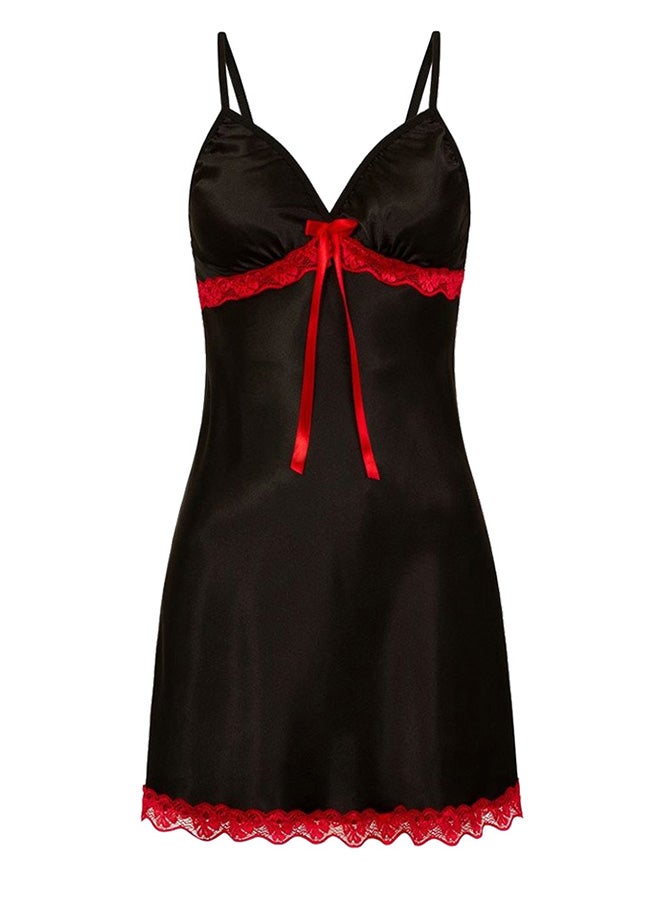 MARGOUN Women Silk Nightwear Slip Dress Pajamas Robe Sleepdress Nightdress Deep V Neck Solid Color Satin Silk Lace Comfortable Black - Image 4