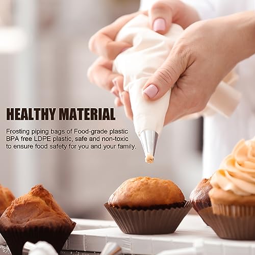 BOOMIBOO Piping Bags and Tips Set, Cakes Decorating Supplies Kit with 100pcs 12 Inch Pastry Bags, 16 Piping Tips, 3 Cake Scraper, 2 Couplers, 2 Bag Ties, Simple and Convenient Baking Supplies Set - Image 4