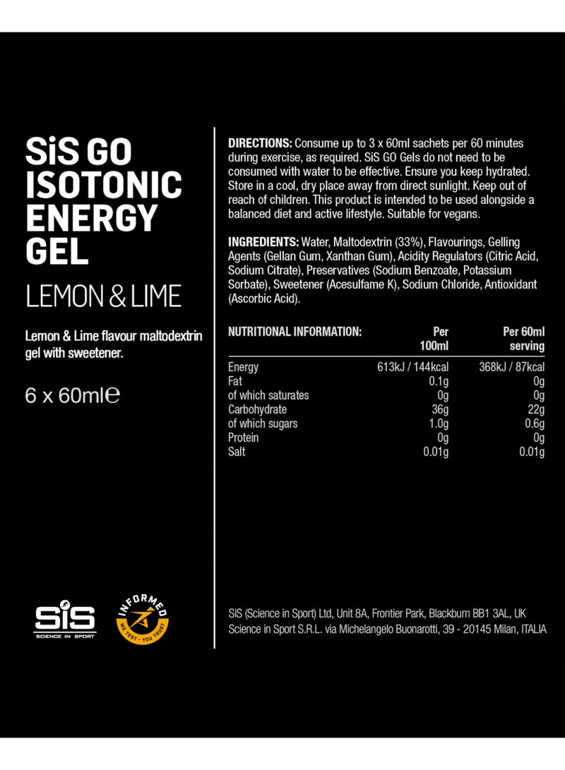 SIS GO Isotonic Energy Gels | Worlds First Isotonic Energy Gel - Trusted Quality Since 1992,Natural Flavours ,Low Suger | Lemon & Lime Flavour | 6 Pack - Image 5