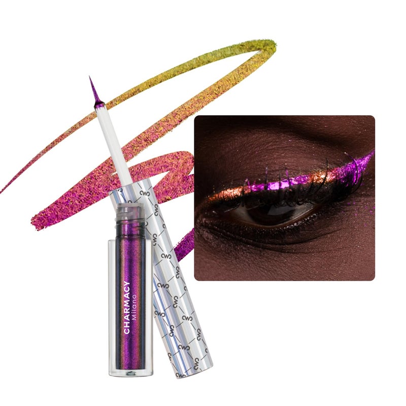CHARMACY Multichrome Eyeliner Liquid Liner Metallic Glitter Shimmer Eyeliner Long Lasting High Pigmented with Waterproof  Smudge Proof Formula UltraFine Tip PURPLE GOLD GREEN 903