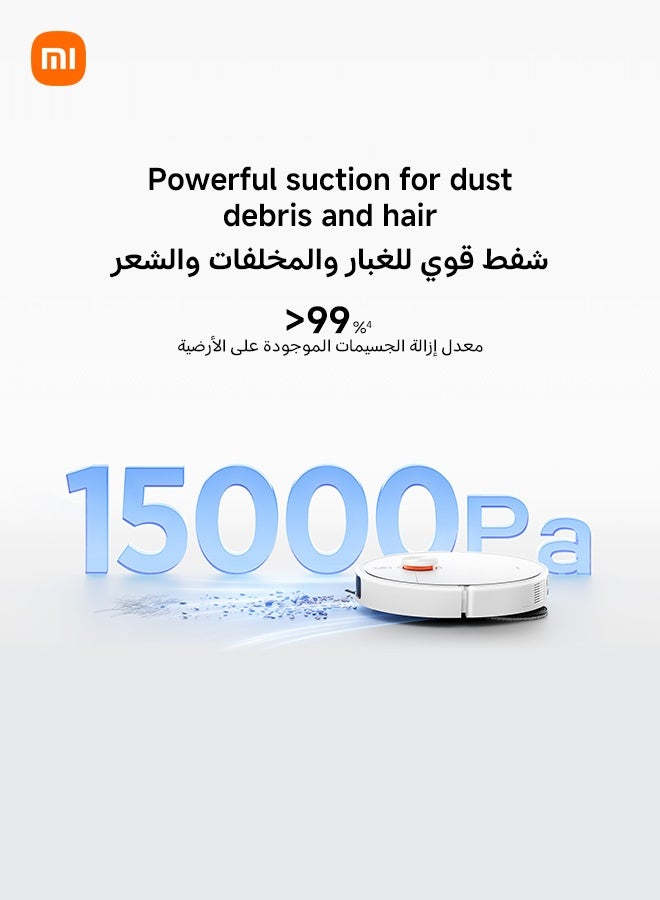Xiaomi H50 Pro Robot Vacuum and Mop, 15000Pa, dualanti-tangle design，8.8 cm Ultra-Slim，0mm Along-the-Wall Mechanical Arm Cleaning, Hot Water Mop Wash & Self-Empty Omni Station，10mm automatic mop and lifting 440 W H50 pro White - Image 5