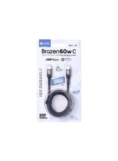 Zoook ZF-Brazen 60w C - Ultra Fast charging braided Type to cable with metal connectors, Supports PD @60Watts; Charges-Black+Grey  - Image 2