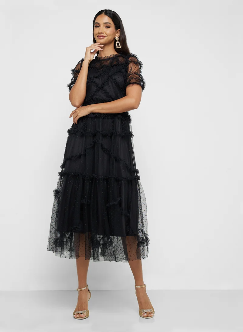 Ella Limited Edition Tiered Tulle Midi Dress
